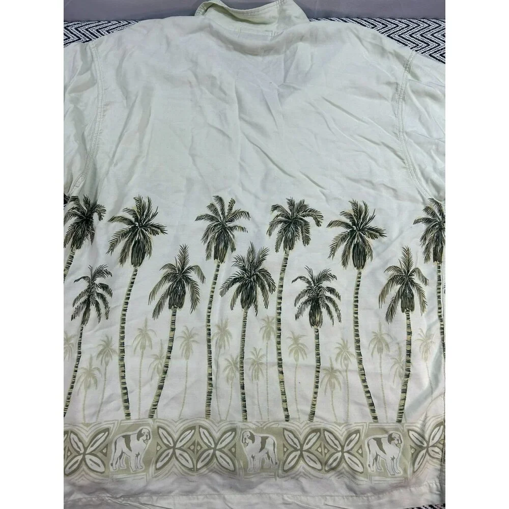 Big Dog Men's Hawaiian Shirt X-Large All Around Palm Tree Print Short Sleeve But - Picture 2 of 7